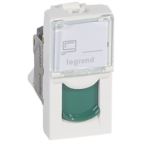 Фотография товара 'Legrand Розетка RJ 45 - Программа Mosaic - категория 6a - UTP - 1 модуль 076526'