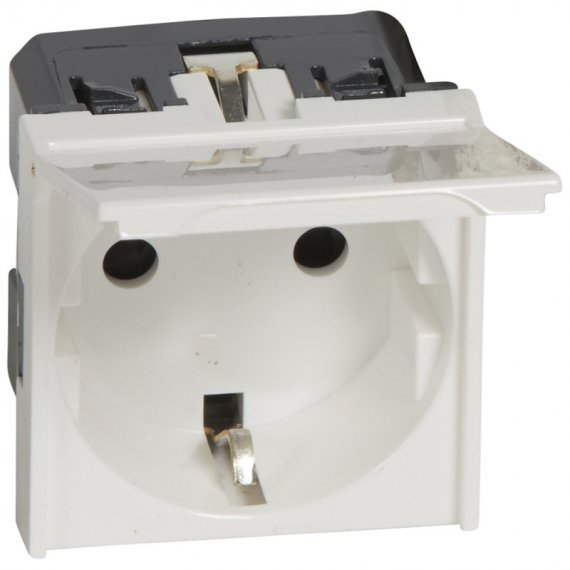 Фотография товара 'Legrand Розетка с крышкой 2К+З - с автоматическими клеммами - Программа Mosaic 077219'