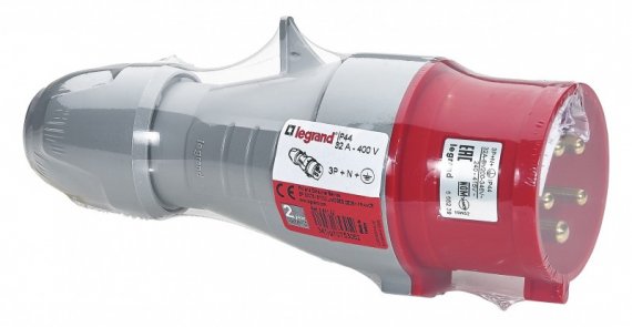 Фотография товара 'Legrand Вилка мобильная - 32А - 3К+H+З - 380 В - IP 44 090132'