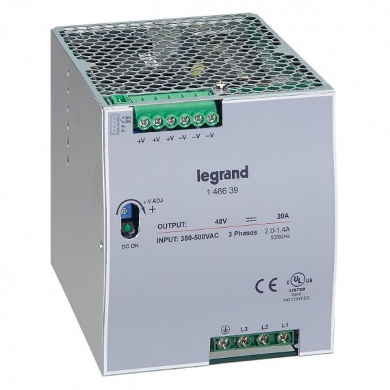 Фотография товара 'Legrand 3-фазный Импульсный источник питания 48В 960Вт 20A 146639'