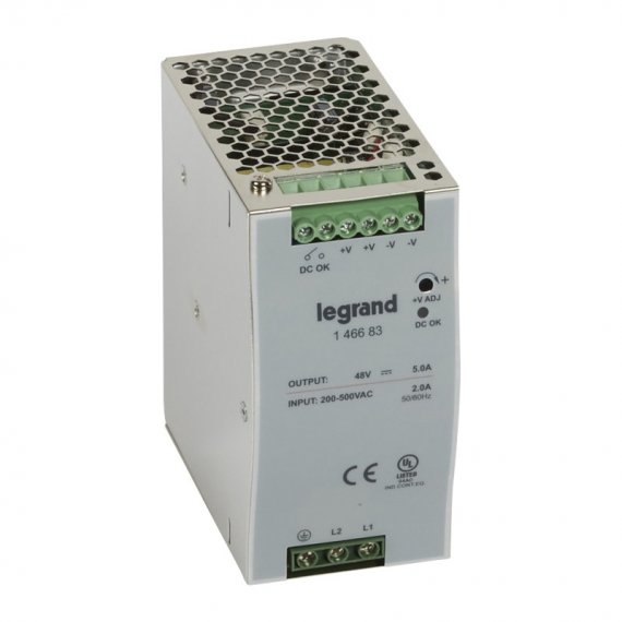 Фотография товара 'Legrand 1/2-фазный Импульсный источник питания 48В 240Вт 5A 146683'