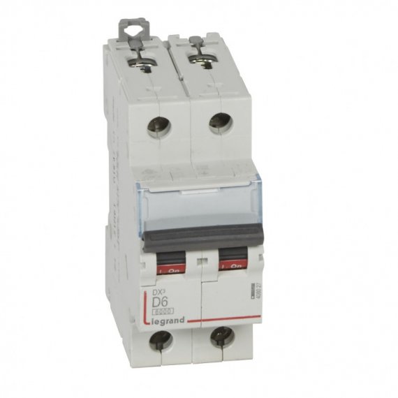 Фотография товара 'Legrand Автоматический выключатель DX3 6000 - 10 кА 2П - 230/400 В~ - 6 А - 2 модуля 408027'