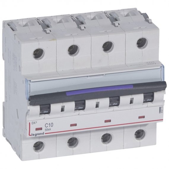Фотография товара 'Legrand DX3 Автоматический выключатель 50кА 10А 4п C 410173'