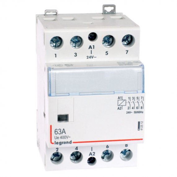 Фотография товара 'Legrand Контактор CX3 - 4П - 400 В~ - с катушкой 24 В~ - 63 A - 3 модуля 412512'