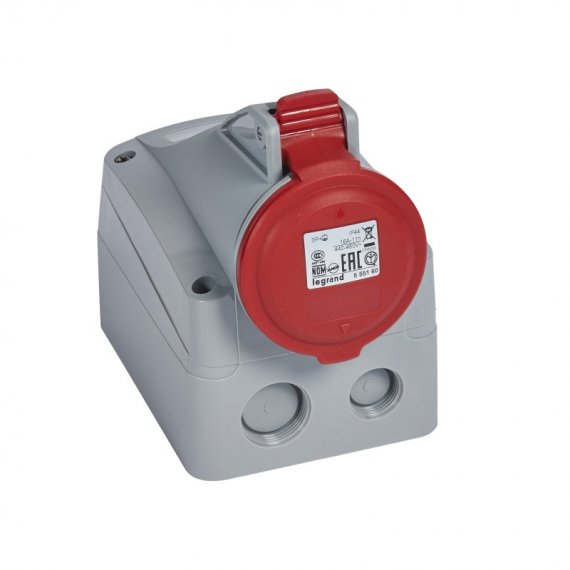 Фотография товара 'Legrand Розетка накладная - 16А - 3К+З - 460 В - IP 44 555160'