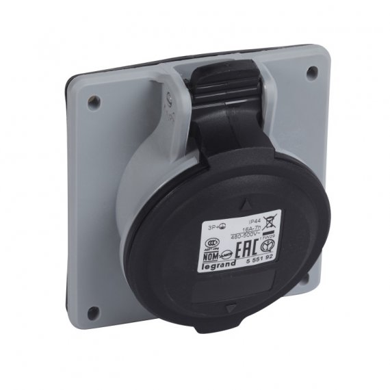 Фотография товара 'Legrand Розетка встраиваемая наклонная - 16А - 3К+З - 500 В - IP 44 555192'