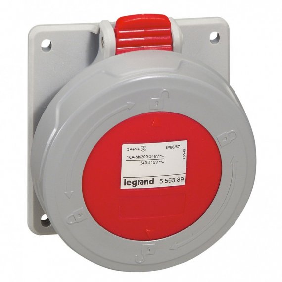 Фотография товара 'Legrand Встраиваемая розетка - P17 Tempra Pro - IP 66/67 - 380/415 В~ - 16 A - 3К+Н+З 555389'