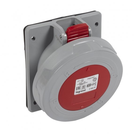 Фотография товара 'Legrand Встраиваемая розетка без блокировки - P17 Tempra Pro - IP 66/67 - 32 А 555491'