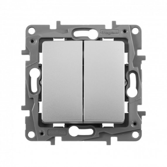 Фотография товара 'Legrand Выключатель двухклавишный - автоматические клеммы - Etika - 10 AX - 250 В 672402'