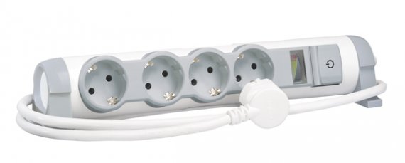 Фотография товара 'Legrand Многорозеточный блок Комфорт и безопасность 4 x 2К+З - с кабелем длиной 3 м 694643'