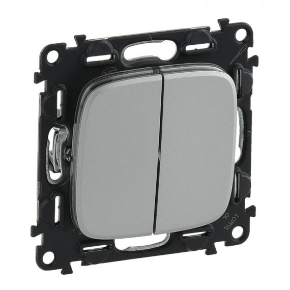 Фотография товара 'Legrand Valena ALLURE Выключатель двухклавишный с лицевой панелью 752905'