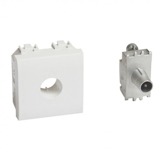 Фотография товара 'Legrand Livinglight Розетка TV для схемы звезда Штыревой разъем 9,5 мм, экранированная 2 модуля LN4202M2D'