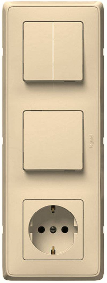 Фотография товара 'Legrand Выкл+выкл.двухкл+Роз.2К+З 773744'