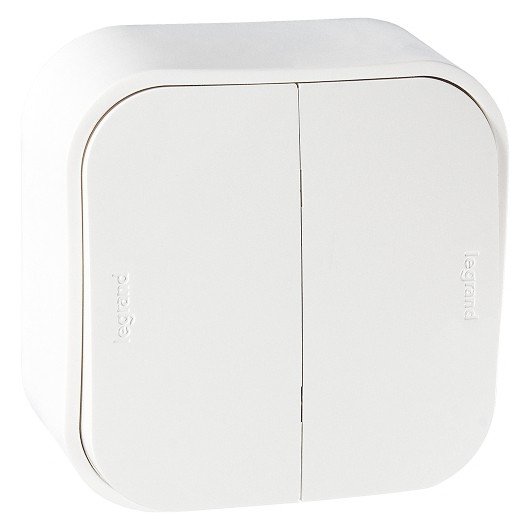 Фотография товара 'Legrand Выключатель 2-клавишный, 10А, белый, Quteo 782202'