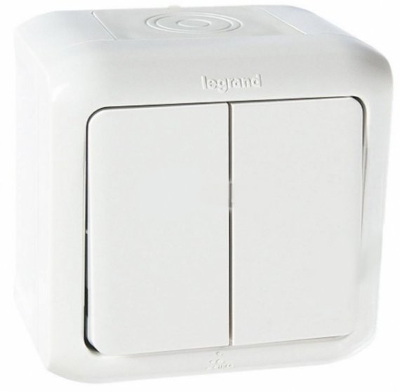 Фотография товара 'Legrand  Выключатель 2-клавишный, 10А, IP44, Quteo 782302'
