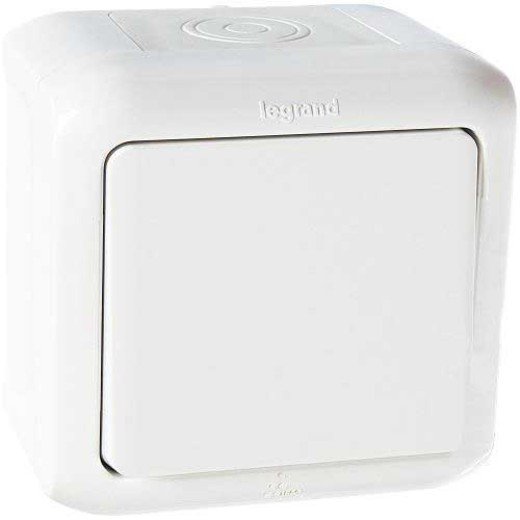 Фотография товара 'Legrand Выключатель 1-клавишный без фиксации, 6А, IP44, Quteo 782305'