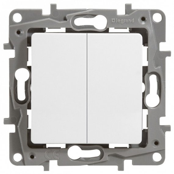 Фотография товара 'Legrand Выключатель 2-клавишный, 10АХ, с винтовыми зажимами 672202'