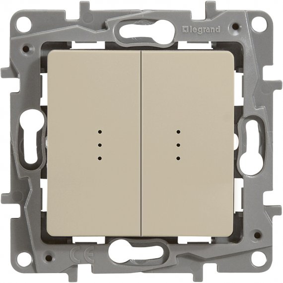 Фотография товара 'Legrand Выключатель/переключатель 2-клавишный с подсветкой, 10АХ ETIKA 672316'