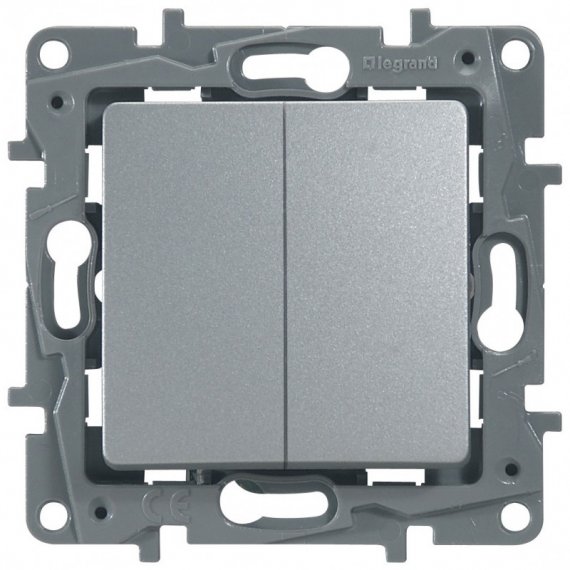 Фотография товара 'Legrand Выключатель/переключатель 2-клавишный, 10AX ETIKA 672412'