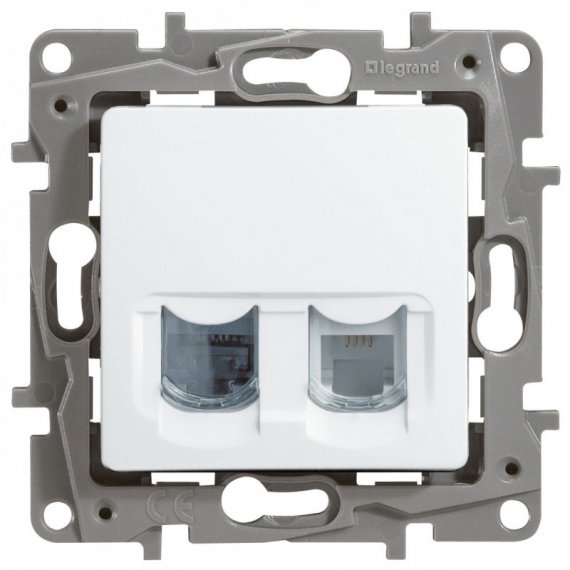 Фотография товара 'Legrand Модуль розетки двойной RJ11+RJ45, категория 5 UTP ETIKA 672252'