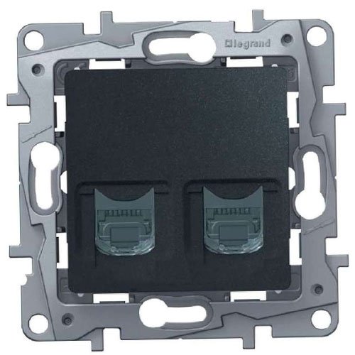 Фотография товара 'Legrand Модуль розетки двойной RJ11+RJ45, категория 5 UTP ETIKA 672652'