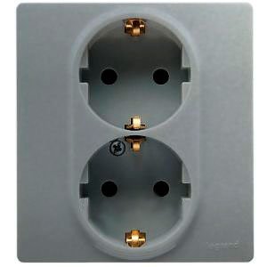 Фотография товара 'Legrand Модуль розетки 2 х 2К+З со шторками, 10AX, автоматические зажимы ETIKA 672433'