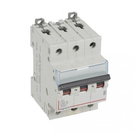 Фотография товара 'Legrand Автоматический выключатель, серия DX3, D0.5A, 10кА, 3-полюсный 408080'