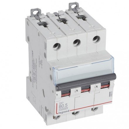 Фотография товара 'Legrand Автоматический выключатель, серия DX3, B0,5A, 16kA, 3-полюсный 408983'
