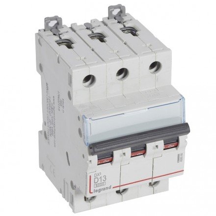 Фотография товара 'Legrand Автоматический выключатель, серия DX3, D13A, 10кА, 3-полюсный 408088'