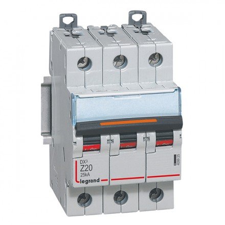 Фотография товара 'Legrand Автоматический выключатель, серия DX3, Z20A, 25кА, 3-полюсный 409925'