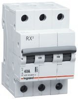 Фотография товара 'Legrand Автоматический выключатель, серия RX3, С40A, 4,5kA, 3-полюсный 419712'