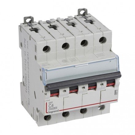Фотография товара 'Legrand Автоматический выключатель, серия DX3, C4A, 16kA, 4-полюсный 409332'