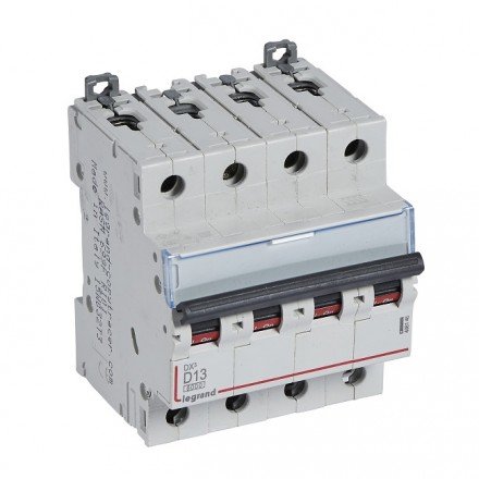 Фотография товара 'Legrand Автоматический выключатель, серия DX3, D13A, 10кА, 4-полюсный 408146'