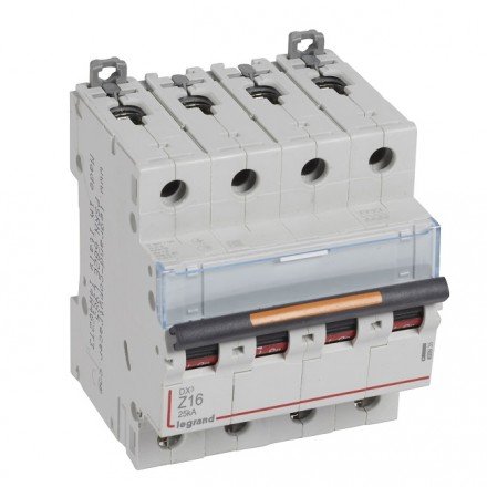 Фотография товара 'Legrand Автоматический выключатель, серия DX3, Z16A, 25кА, 4-полюсный 409935'
