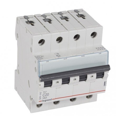 Фотография товара 'Legrand Автоматический выключатель, серия TX3, C20A 4-полюсный 403959'