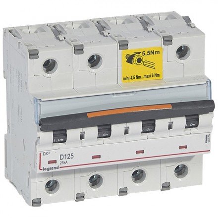 Фотография товара 'Legrand Автоматический выключатель, серия DX3, D125A, 25кА, 4-полюсный 409855'