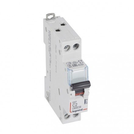 Фотография товара 'Legrand Автоматический выключатель, серия DX3, С2А 1-полюсный + нейтраль 407735'