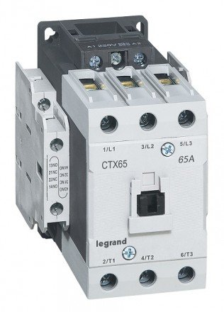 Фотография товара 'Legrand Контактор CTX3, торцевой зажим, 3P 65A 2 НО + 2 НЗ 110V 416174'