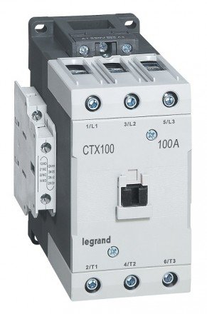 Фотография товара 'Legrand Контактор CTX3, торцевой зажим, 3P 100A 2 НО + 2 НЗ 415V 416239'